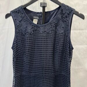 Gerry Weber Navy Lace Overlay Sheath Dress | Size 4 (EU 34)